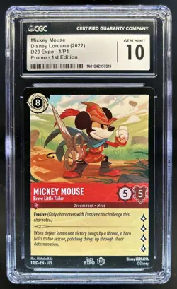 2022 Disney Lorcana Mickey Mouse D23 Expo Promo 1st Edition Foil #1/P1 CGC 10 - Image 1