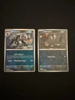 Pokemon TCG Houndoom MASTER BALL Prismatic Evolutions 063/131 Masterball Pattern - Image 1
