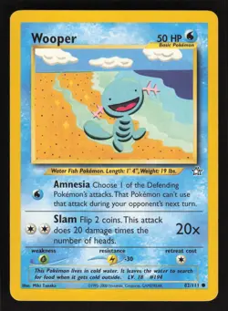 Pokemon Neo Genesis 82/111 Wooper Card TCCCX A - Image 1