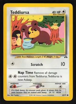 Pokemon Neo Discovery #65/75 Teddiursa Card TCCCX C - Image 1
