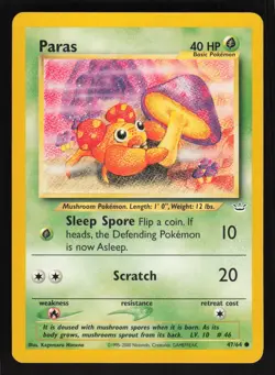 Pokemon Neo Revelation 47/64 Paras Card TCCCX - Image 1