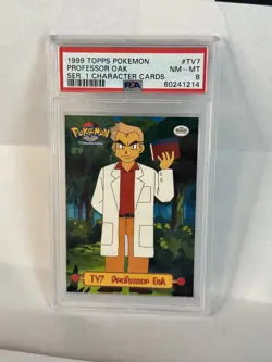 1999 Pokemon Topps Series 1 Character Card Professor Oak #TV7 PSA 8 NM-MT! - Image 1