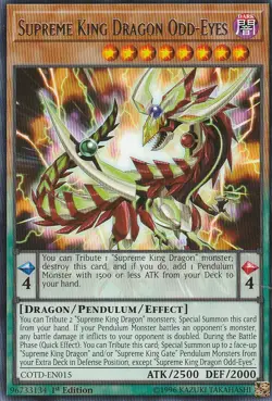 YUGIOH CARD - 1 X SUPREME KING DRAGON ODD-EYES COTD-EN015 N0T 1ST EDITION - Image 1