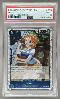 148509474 Nami 2024 One Piece The Best #P-053 Jolly Roger Foil PSA 9 - Image 1