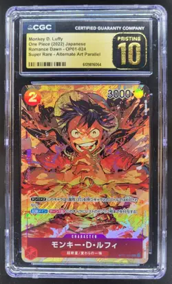 22 ONE PIECE JP MONKEY D. LUFFY SUPER RARE ALT ART OP01-024 CGC 10 PRISTINE O PT - Image 1