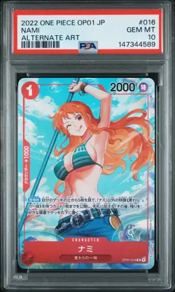 2022 ONE PIECE JAPANESE OP01-ROMANCE DAWN ALTERNATE ART #016 NAMI PSA 10 - Image 1
