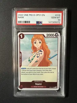 2022 One Piece OP01-016 #016 Nami Alpha Pre-Errata 1st Edition PSA 10 English - Image 1