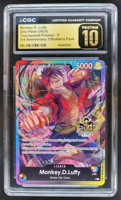 2025 ONE PIECE MONKEY D. LUFFY PROMO 3RD ANN. CGC 10 PRISTINE O PT - Image 1