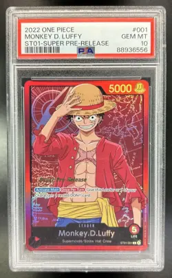 2022 One Piece ST01 Super Pre-Release Monkey D Luffy #ST01-001 PSA 10 GEM MINT - Image 1