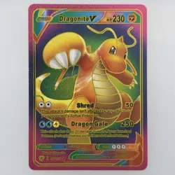Pokemon Dragonite V 230hp Rainbow Foil Fan Art Collector Card TCG - Image 1
