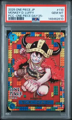 2025 ONE PIECE JPN PREM CARD COLL ONE PIECE DAY '25 #110 MONKEY D. LUFFY PSA 10 - Image 1