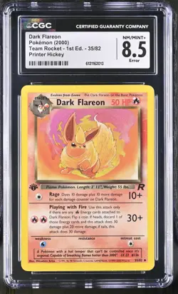 CGC 8.5 Dark Flareon Team Rocket 1st Edition 35/82 Pokemon Card - Image 1