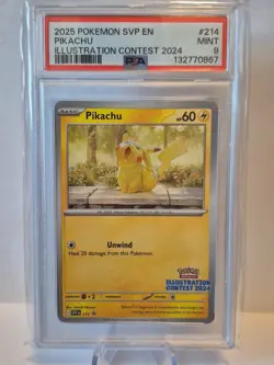 2025 Pokemon SVP Pikachu 214 Illustration Contest 2024 Promo PSA 9 Mint - Image 1