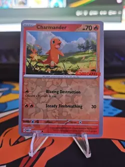 Pokemon TCG Charmander GameStop Exclusive Reverse Holo Promo Card 004/165 - Image 1