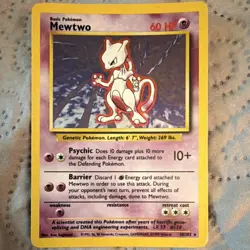 Pokemon Mewtwo TCG Base Set 10/102 Holo Rare Wizards 1999 60 HP English - Image 1