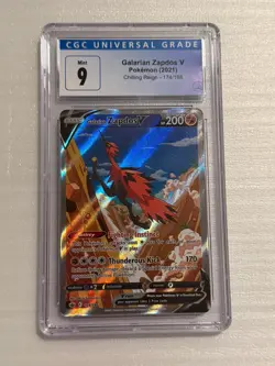 Galarian Zapdos V-Full Art Ultra Rare Holo 174/198- Pokemon Chilling Reign CGC 9 - Image 1