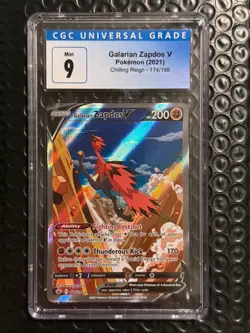 Galarian Zapdos V-Full Art Ultra Rare Holo 174/198- Pokemon Chilling Reign CGC 9 - Image 3