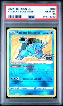 2022 POKEMON GO #018 RADIANT BLASTOISE PSA 10 - Image 1