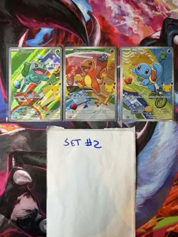 Pokemon First Partner Illustration Kanto Starters Promos Set NM Set 2 - Image 1