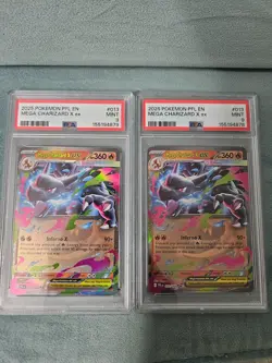 2025 POKEMON PFL EN-PHANTASMAL FLAMES #013 MEGA CHARIZARD X EX PSA 9 lot of x2 - Image 1