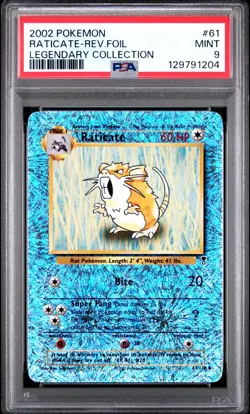 2002 Pokemon Legendary Collect. Reverse Holo Foil Raticate #61 PSA 9 - Image 1