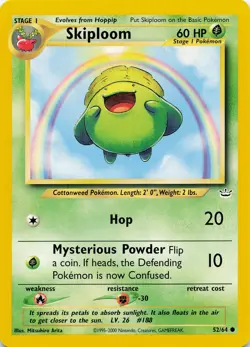 Pokemon Skiploom Unlimited Common Neo Revelation #52/64 NM - Image 1
