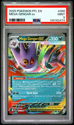 2025 POKEMON PFL EN-PHANTASMAL FLAMES #056 MEGA GENGAR EX PSA 9 - Image 1