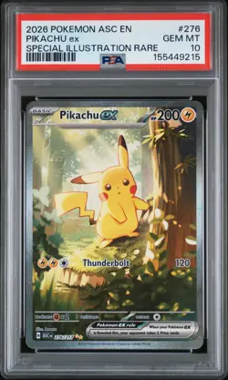 2026 POKEMON ASCENDED HEROES SPECIAL ILLUSTRATION RARE PIKACHU EX PSA 10 - Image 1