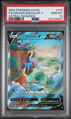 2022 POKEMON SWORD & SHIELD ASTRAL RADIANCE FULL ART/HISUIAN SNEASLER V PSA 10 - Image 1