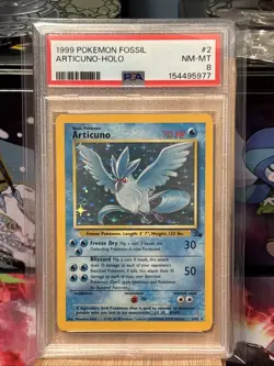 Articuno 2/62 Fossil Holo 1999 Pokemon PSA 8 NM-MT - Image 1