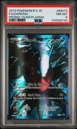 2013 POKEMON BLACK & WHITE PROMO TEAM PLASMA #BW73 FULL ART/DARKRAI PSA 8 - Image 1
