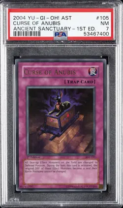 2004 YU-GI-OH! AST-ANCIENT SANCTUARY 1ST ED #105 CURSE OF ANUBIS PSA 7 - Image 1