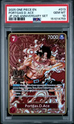 2025 ONE PIECE JAPANESE 2ND ANNIVERSARY SET #013 PORTGAS D. ACE PSA 10 - Image 1