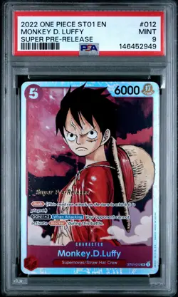2022 ONE PIECE STARTER DECK ST01-STRAW HAT CREW #012 MONKEY D. LUFFY PSA 9 - Image 1