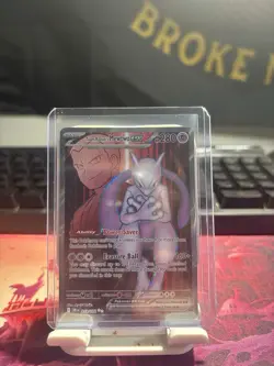 Pokemon TCG Destined Rivals Team Rockets Mewtwo EX Ultra Rare Card 213/182 - Image 1