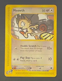Pokemon Card Meowth 121/165 Expedition Base Set - Moderately Played - Image 1