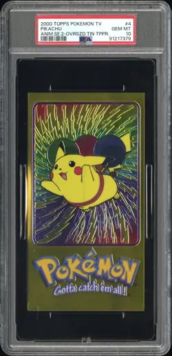 2000 Topps Pokemon TV Animation Series 2 Oversized Tin Topper PIKACHU #4 PSA 10 - Image 1