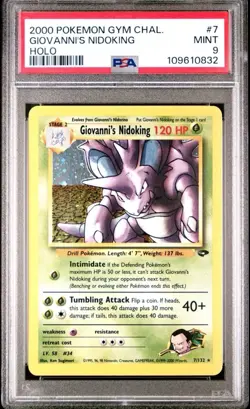 2000 Pokemon Giovanni's Nidoking 7/132 Gym Challenge Holo PSA 9 MINT -NEW CERT - Image 1