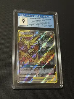 CGC Mint 9 Moltres & Zapdos & Articuno GX Stained Glass Pokemon SM210 - Image 1