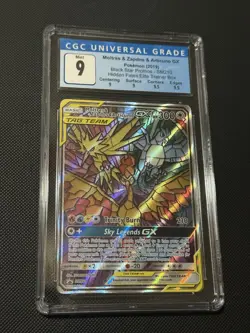 CGC Mint 9 Moltres & Zapdos & Articuno GX Stained Glass Pokemon SM210 - Image 2