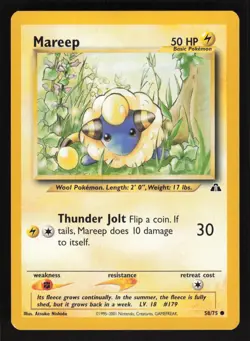 Pokemon Neo Discovery #58/75 Mareep Card TCCCX - Image 1
