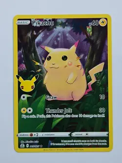 Pokemon Pikachu 005/025 25th Anniversary Celebrations Holo Rare Base Set Art NM - Image 1