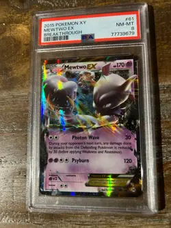 POKEMON 2015 XY Breakthrough MEWTWO EX PSA 8 #61 RARE - Image 1