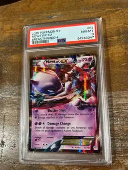 POKEMON 2015 XY Breakthrough MEWTWO EX PSA 8 #62 Near Mint RARE - Image 1