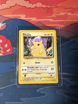 Pokemon Pikachu (Yellow Cheeks) 58/102 WotC Base Set Unlimited Common LP - Image 1