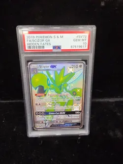 Scizor GX Full Art PSA 10 MINT 2019 Pokemon Sun & Moon Hidden Fates #SV72/SV94 - Image 1
