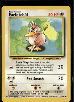 Farfetch'd 27/102 Uncommon Base Set Unlimited Pokemon Near Mint - Image 1