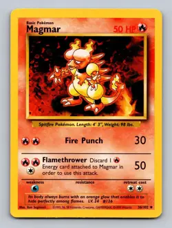 Magmar 36/102 Uncommon Base Set Unlimited Pokemon Lightly Played - Image 1