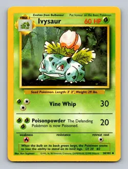 Ivysaur 30/102 Uncommon Base Set Unlimited Pokemon Lightly Played - Image 1
