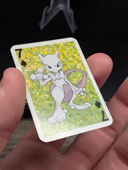 PACK FRESH MINT 1999 Pokemon Mewtwo Bicycle Mini Poker Playing Card 7 OF SPADES - Image 4